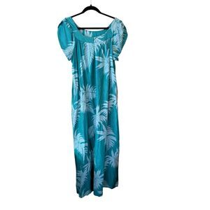Vintage Sun Fashions Of Hawaii Honolulu Leaf  Boho Resort Maxi Dress Size 18